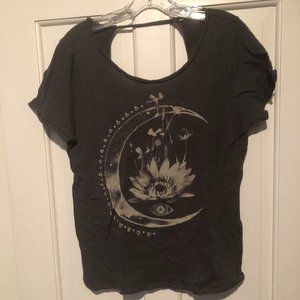 Yoga moon lotus cutout back t-shirt